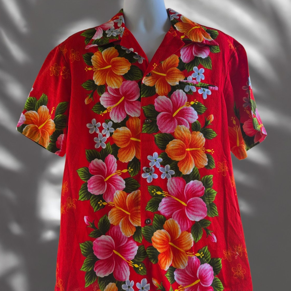 Ui-Maikai Red Floral Hawaiian Shirt